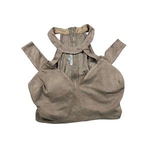 Charlotte‎ Russe Women's Brown Crop Zipper Back Top Sz M